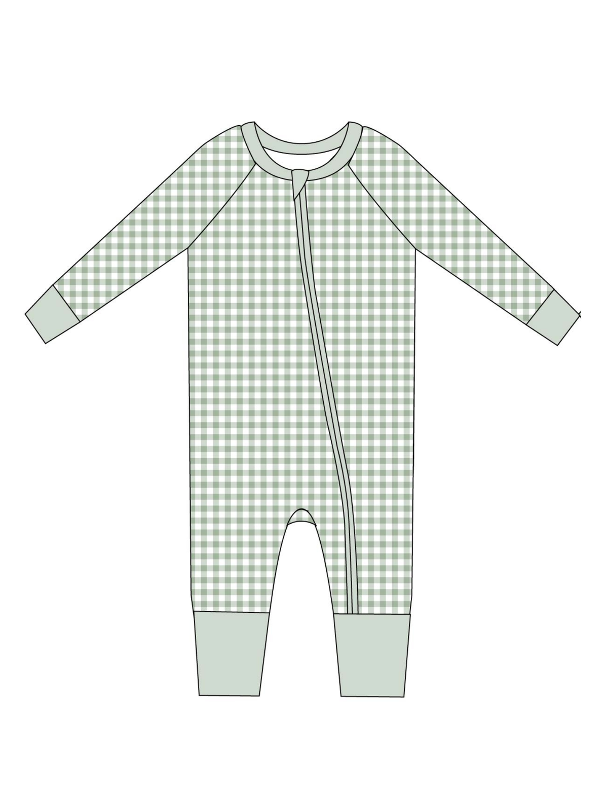 Sage Gingham Zip Jam