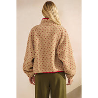 Women's Heart Printed Sherpa Button Up Jacket
