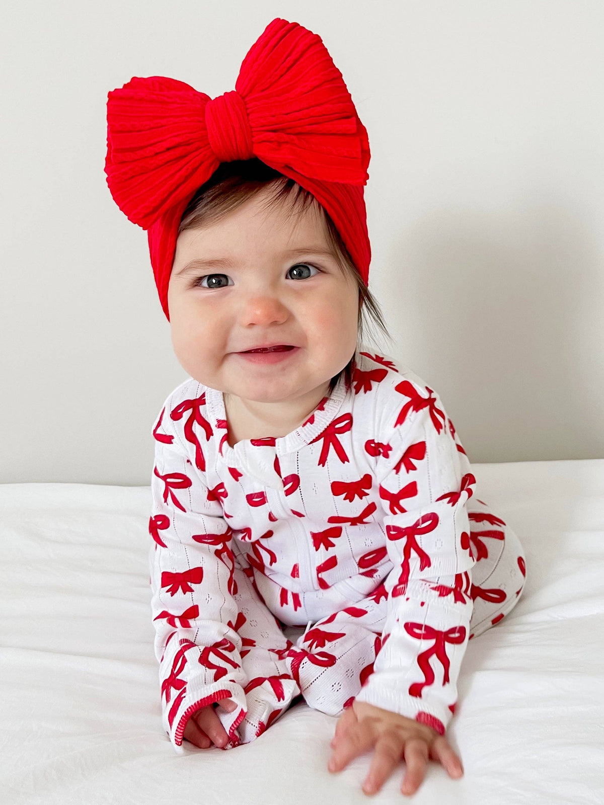 Red Bows Organic Pointelle 2-Way Zip Footie