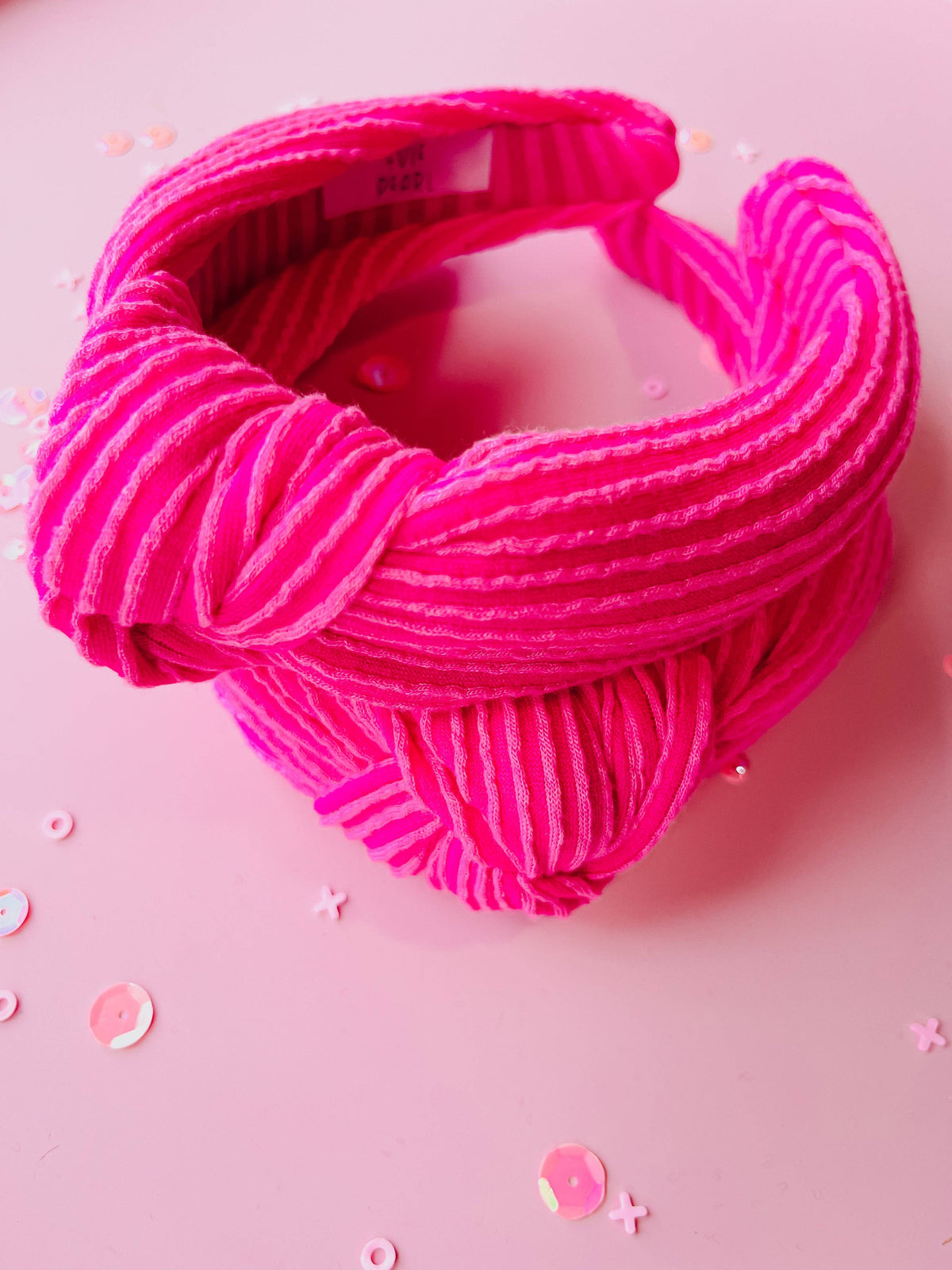 Hot Pink Ribbed Knotted Headband for Girls & Women