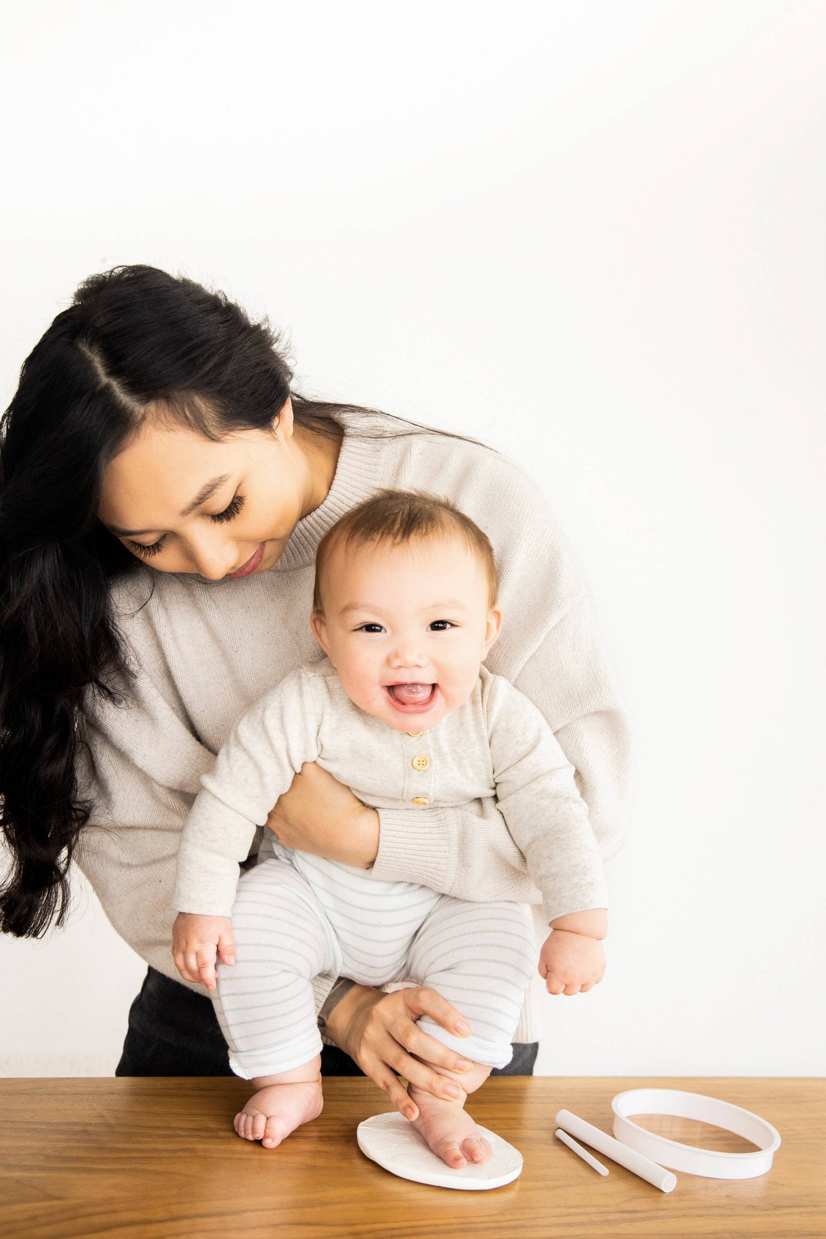 Baby Christmas Handprint or Footprint Clay Keepsake Ornament