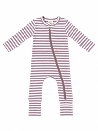 Violet Stripe Ribbed 2-Way Zip Romper