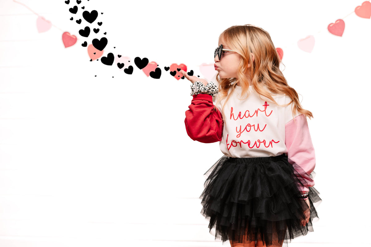 Kids Valentines Day Color Block Sweatshirt