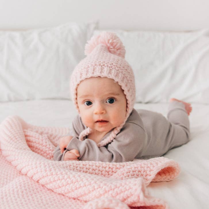 Blush Garter Stitch Knit Bonnet