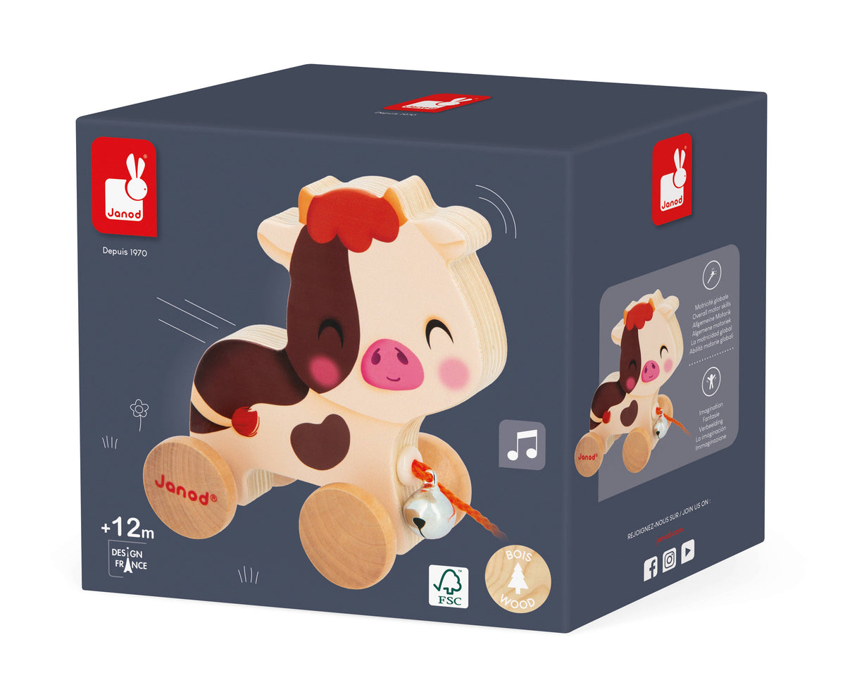 Farm | Wooden Pull-Along | Cow with bell
