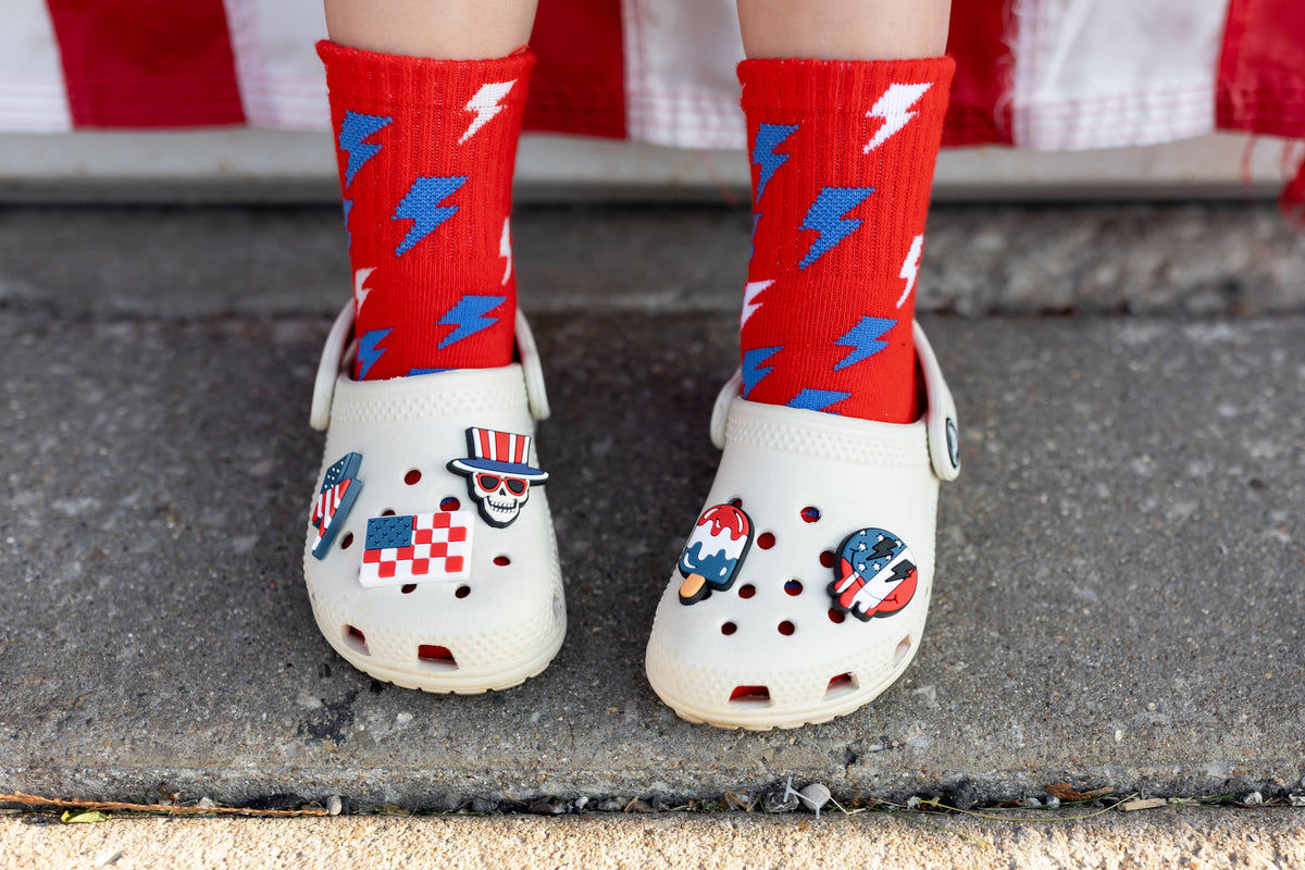 Red White + Electric Socks