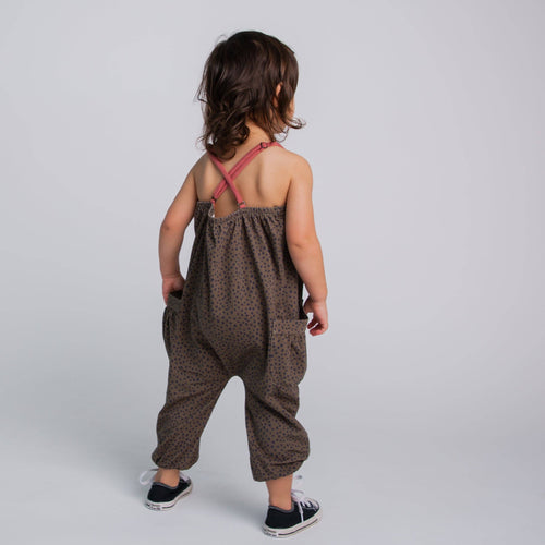 Strappy Jumper - Olive Polka Dot