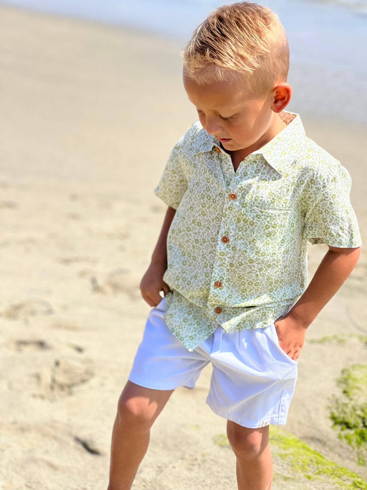 Newport Green Floral Woven Shirt