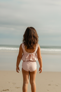 Flutter Tankini Set (soft pink ribbed)