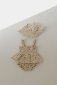 Sleeveless Muslin Romper & Hat | Flora