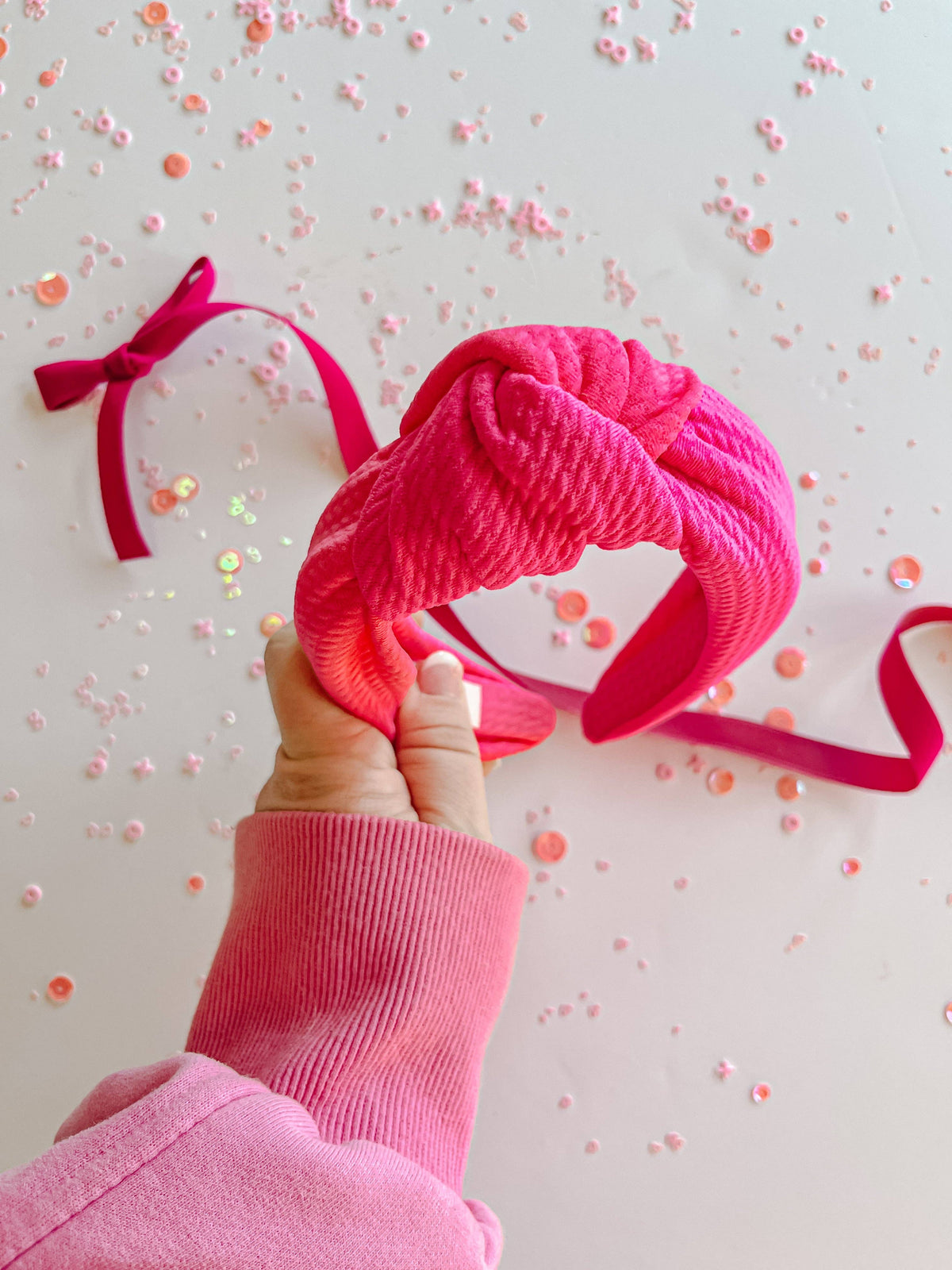 Colorblock- Bubblegum Pink & Hot Pink Knotted Headband