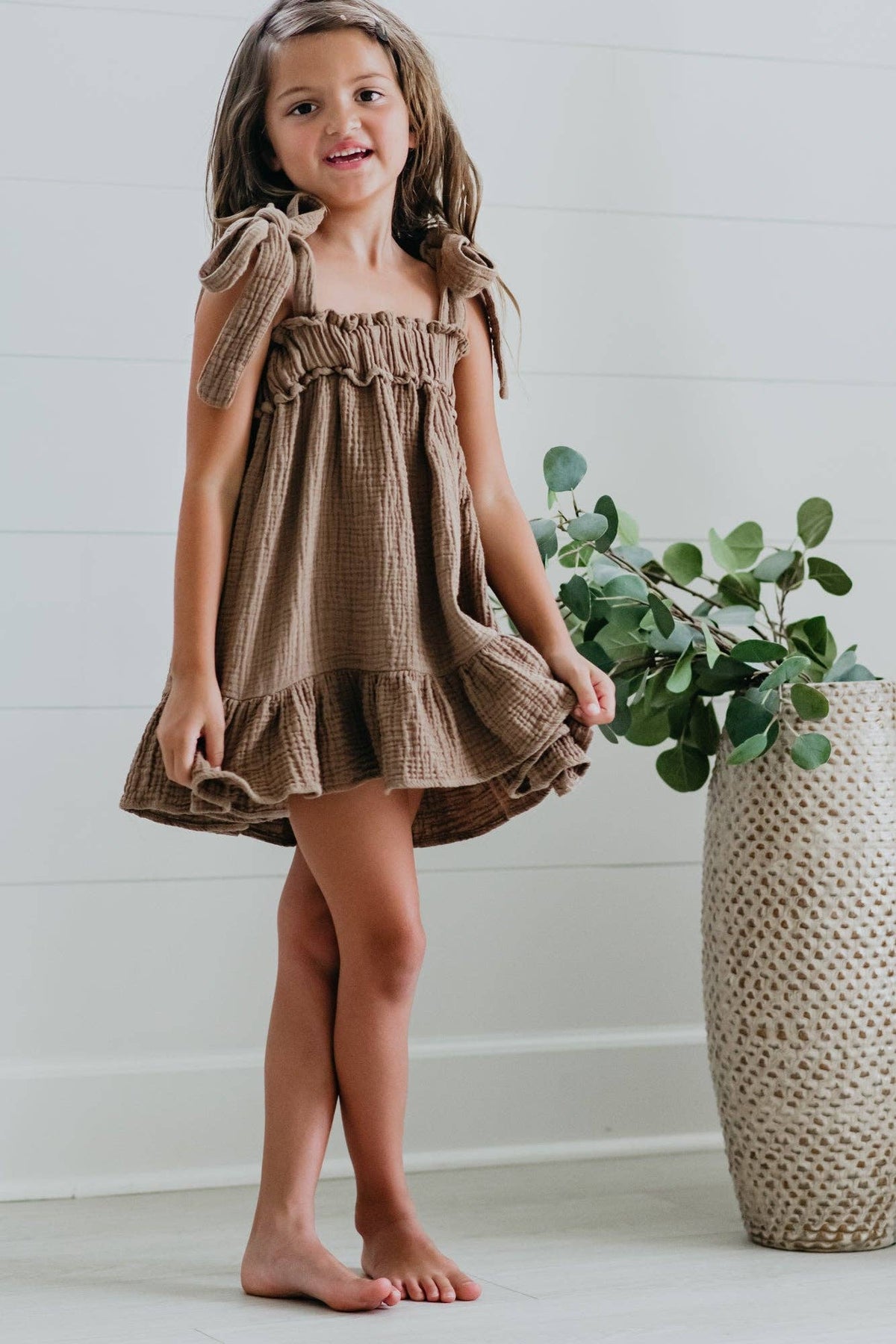 Evie Tunic Dress (mocha muslin) Little K & Co Evie Tunic Dress (mocha muslin) Little K & Co