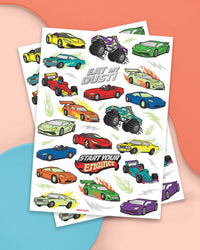 Vroom Vroom Glo | 42 foil temporary tattoos Kids Car Party