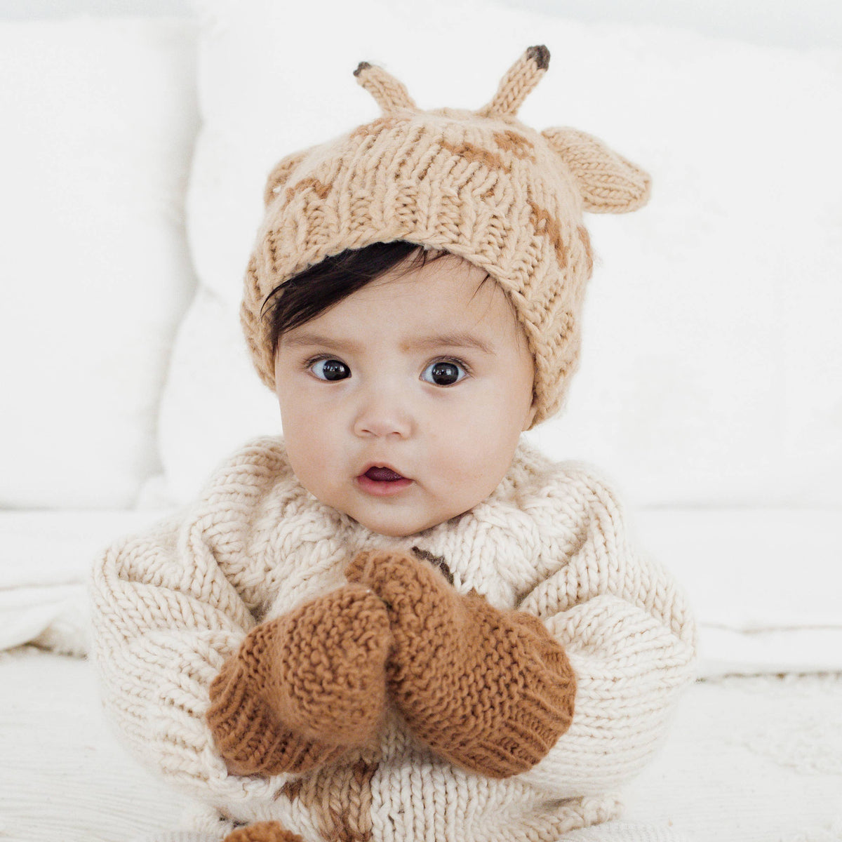 Garter Stitch Mittens Natural