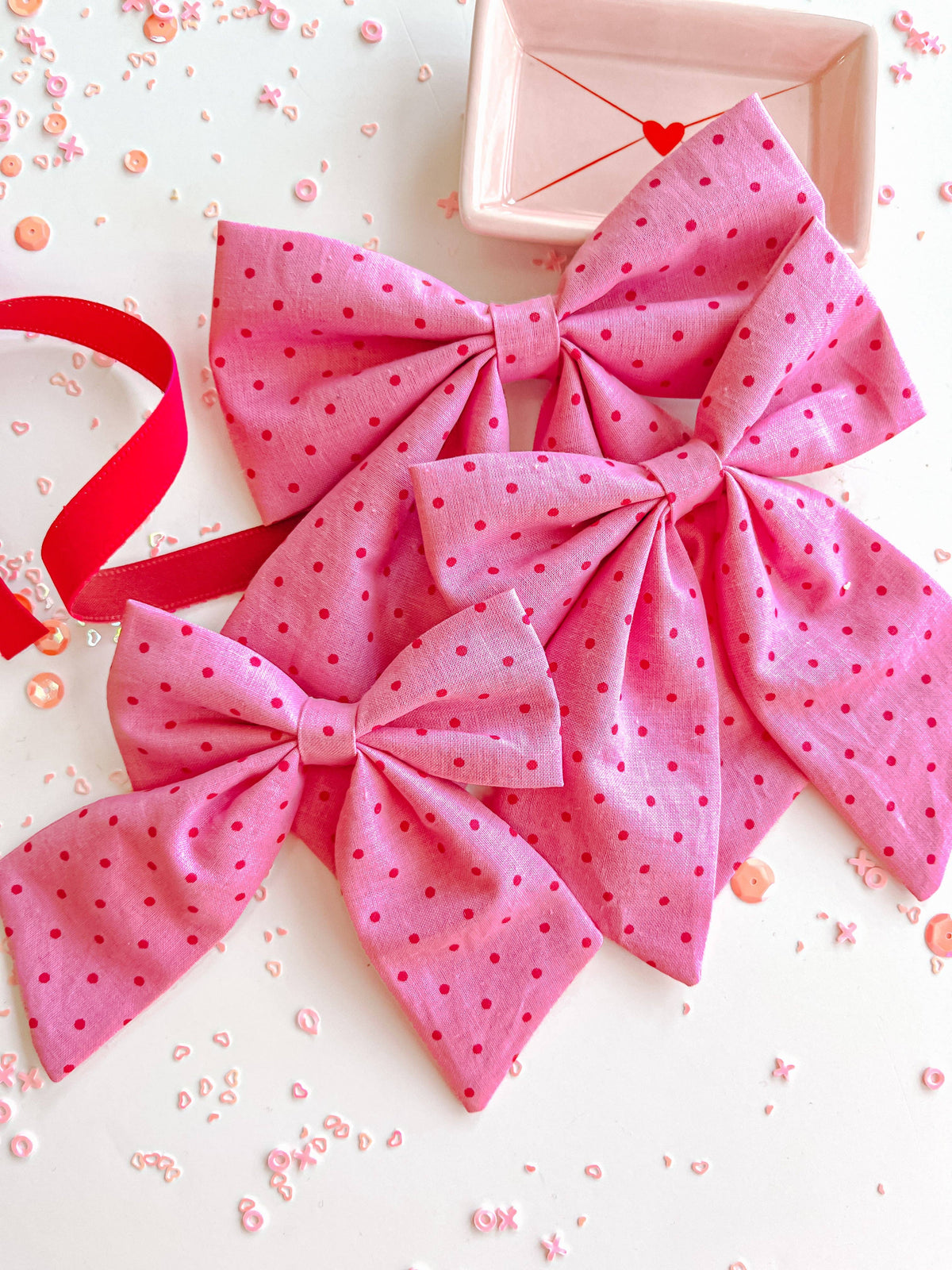 Pink Polka Dot Sailor Bow