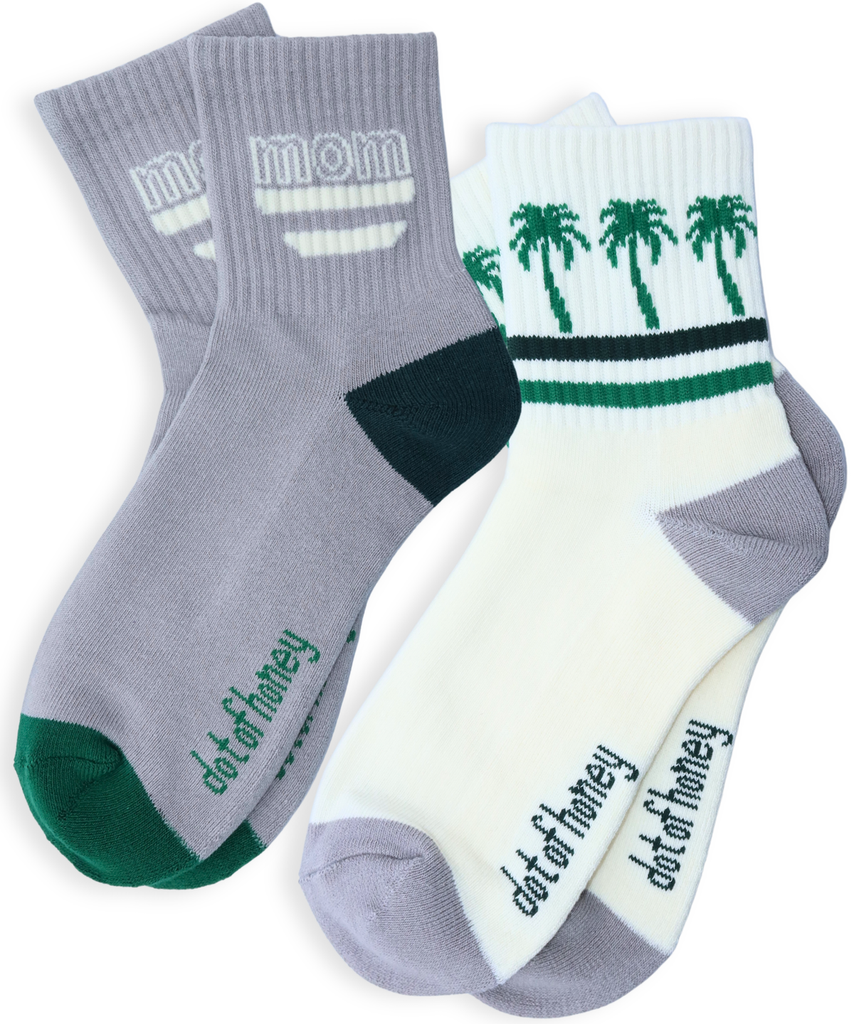 Womens Half-Crew Socks 2-Pack, Mom & Palms