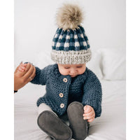 Slate Blue Garter Stitch Cardigan Sweater