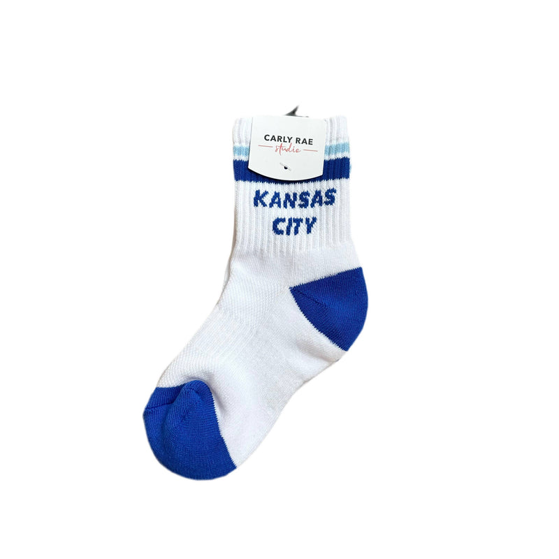 Youth Kansas City Crew Socks - White w/ Blue