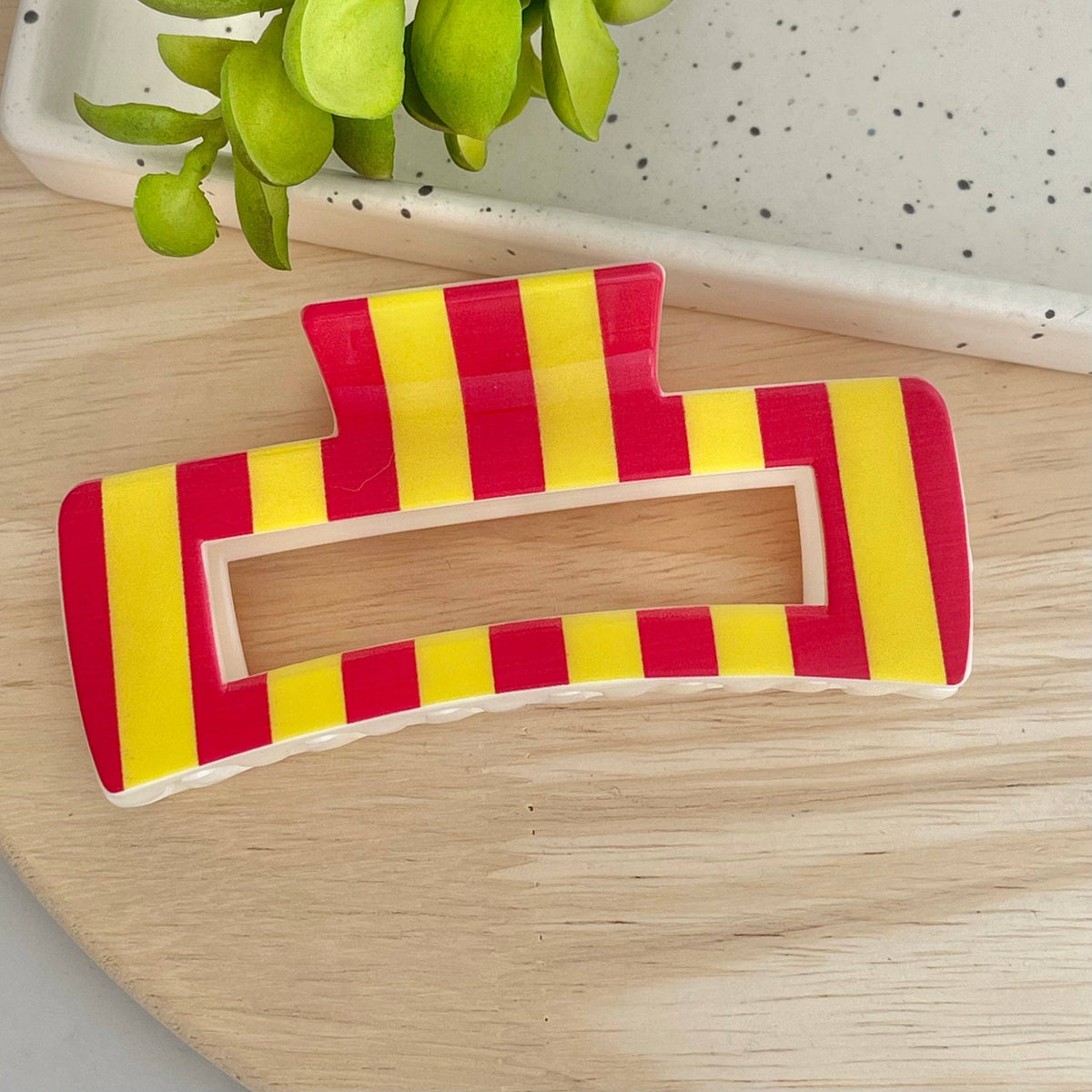 Red and Yellow Striped Claw Clip
