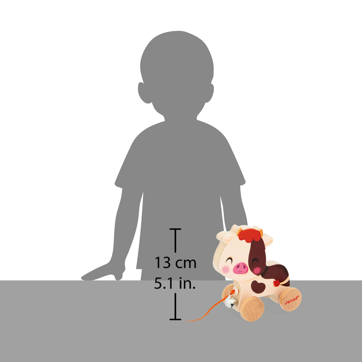 Farm | Wooden Pull-Along | Cow with bell