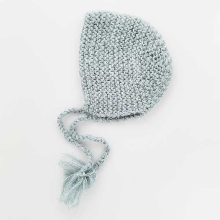 Newborn Baby Blue Angora Knit Bonnet