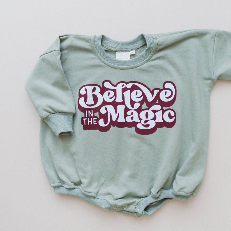 Believe in the Magic Christmas Sweatshirt Romper Baby Bubble