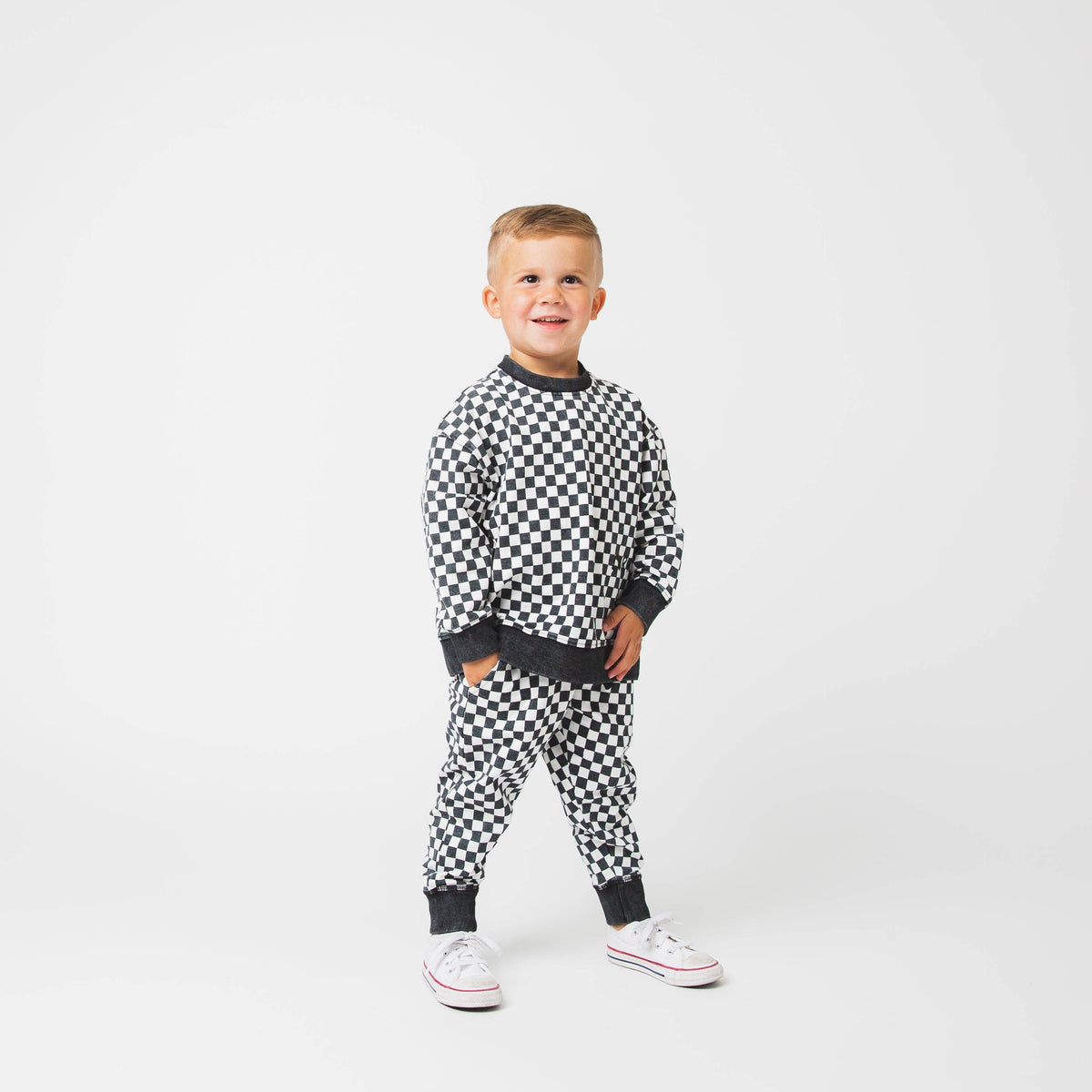 Black & White Mini Check Relaxed Fit Joggers