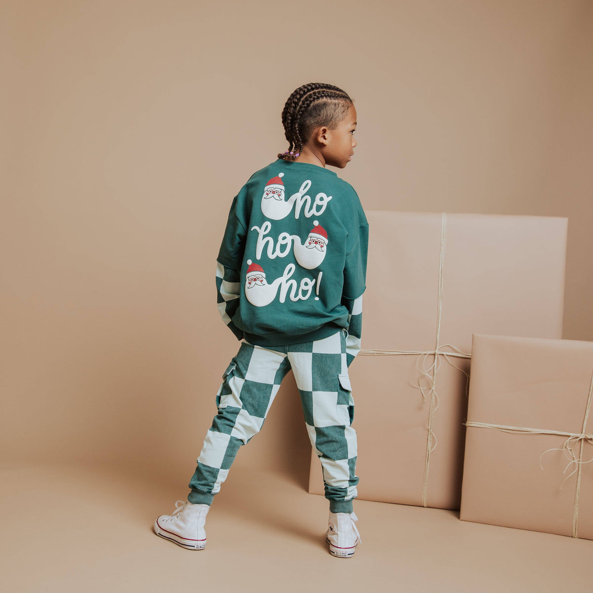 Relaxed Fit Joggers - Ho Ho Ho Green Check
