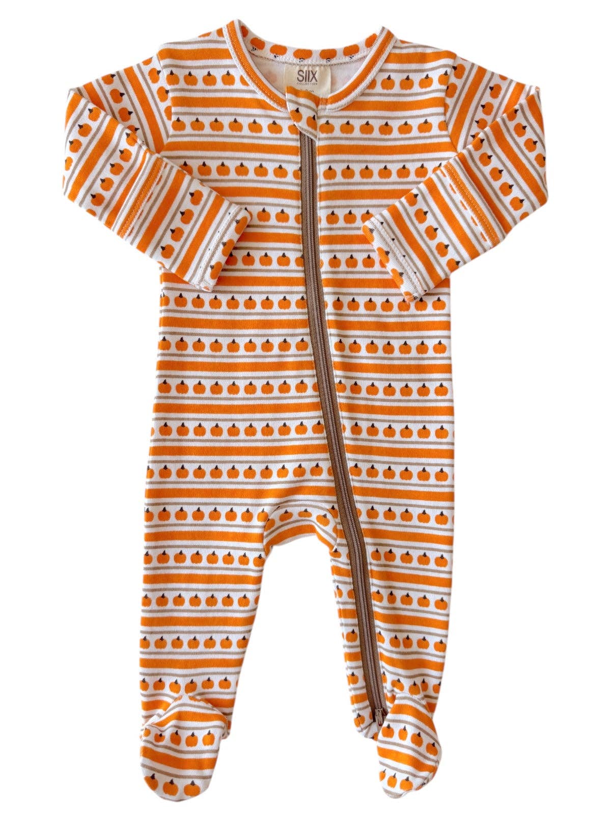 Pumpkin Stripe Organic Zip Footie