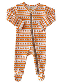 Pumpkin Stripe Organic Zip Footie