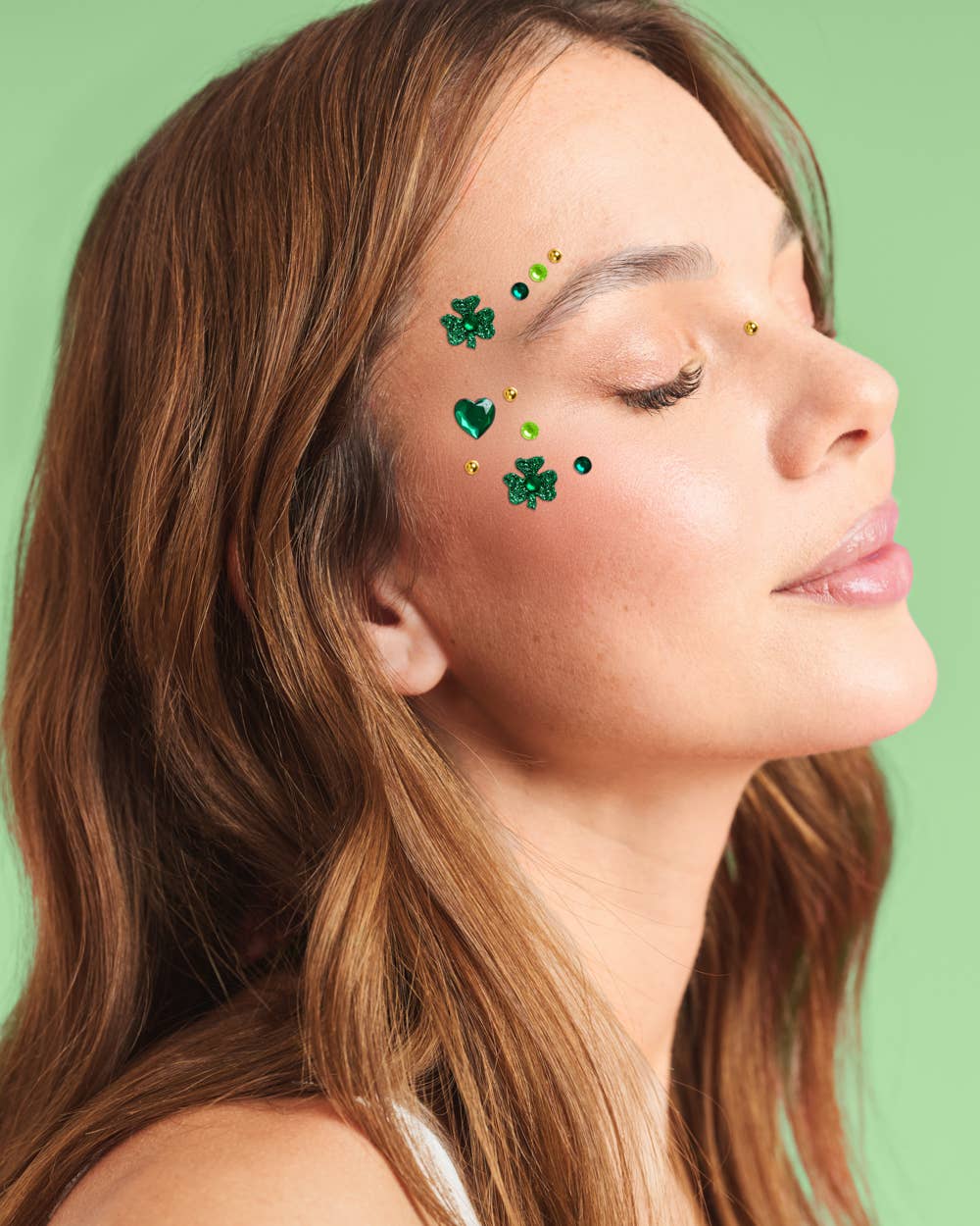 St Patty's Face Gems | green, gold, st patricks, glam