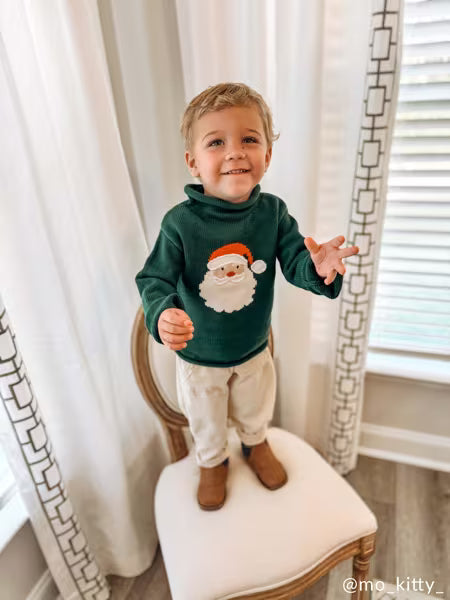 Green Santa Rollneck Toddler Sweater