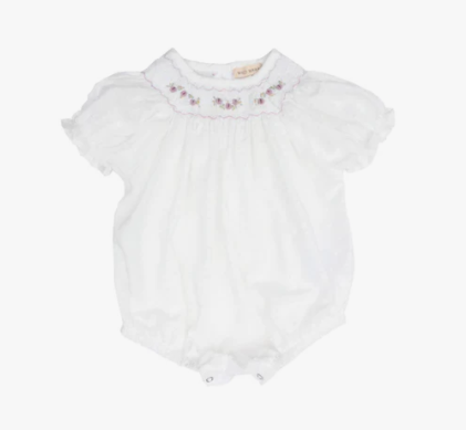 Iris Smock Romper - Ivory Swiss Dot