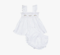 Flutter Smock Set - Ivory Swiss Dot