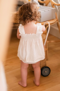 Flutter Smock Set - Ivory Swiss Dot