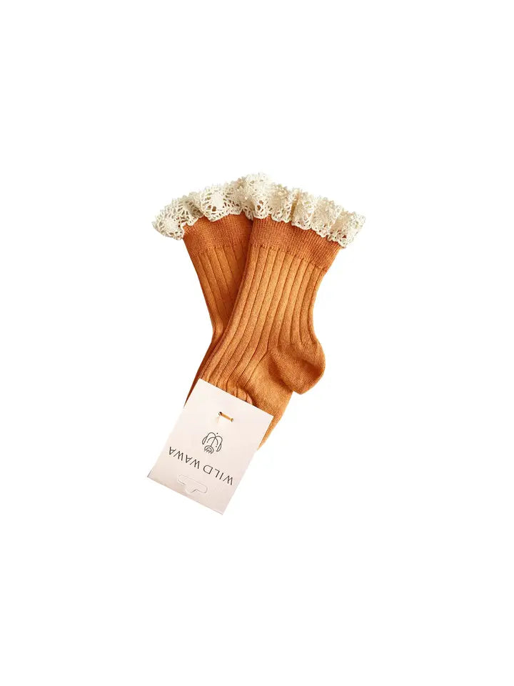 Ankle Lace Socks - Chestnut