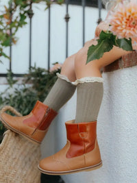 Lace Knee Socks - Chestnut